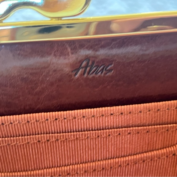 NEW Women’s ABAS croc embossed patent leather brown clutch wallet. Gold hdwr - Picture 6 of 9